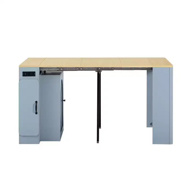 Uitschuifbare eettafel met verwijderbare middenbladen en stopcontact, geschikt voor maximaal 6 personen