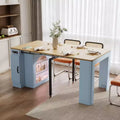 Uitschuifbare eettafel met verwijderbare middenbladen en stopcontact, geschikt voor maximaal 6 personen