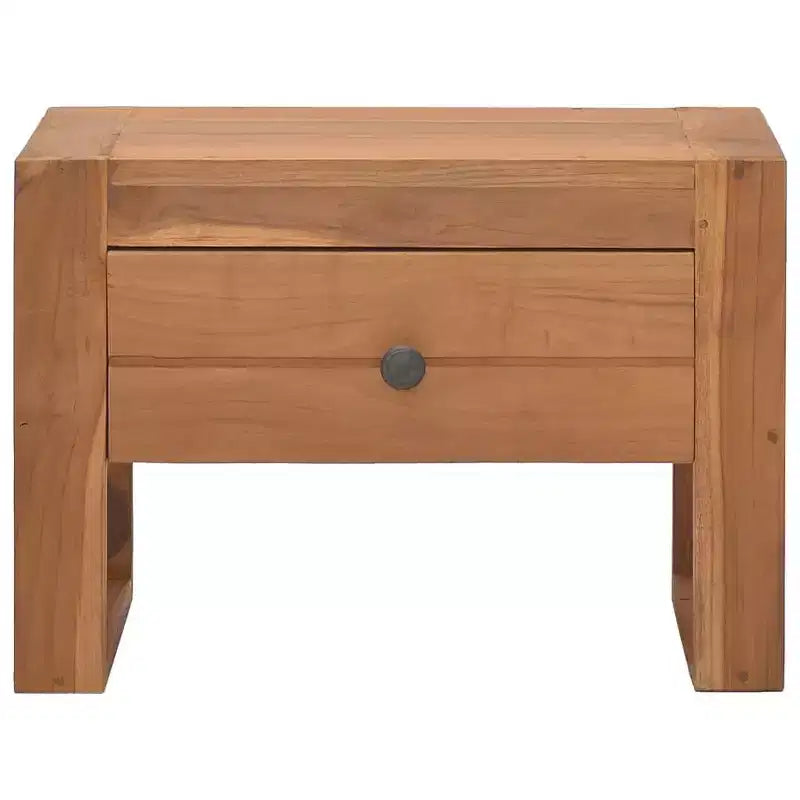Massief teakhouten nachtkastje, koloniale stijl, enkele lade, 19,7"x11,8"x13,8"