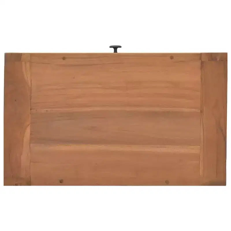 Massief teakhouten nachtkastje, koloniale stijl, enkele lade, 19,7"x11,8"x13,8"