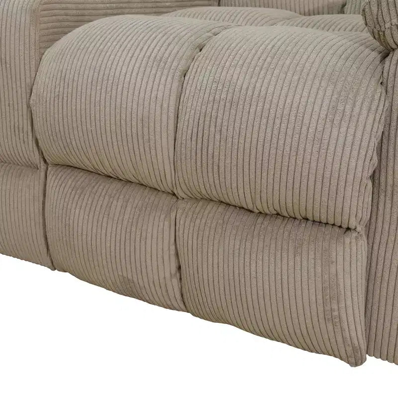 Liegesofa für 3 Personen, Cordstoff-Sessel mit verstellbaren Rückenlehnen für Wohnzimmer, Beige  