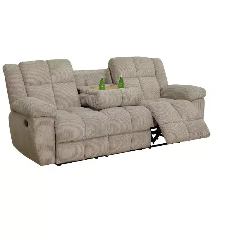 Liegesofa für 3 Personen, Cordstoff-Sessel mit verstellbaren Rückenlehnen für Wohnzimmer, Beige  