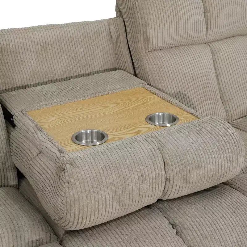 Liegesofa für 3 Personen, Cordstoff-Sessel mit verstellbaren Rückenlehnen für Wohnzimmer, Beige  