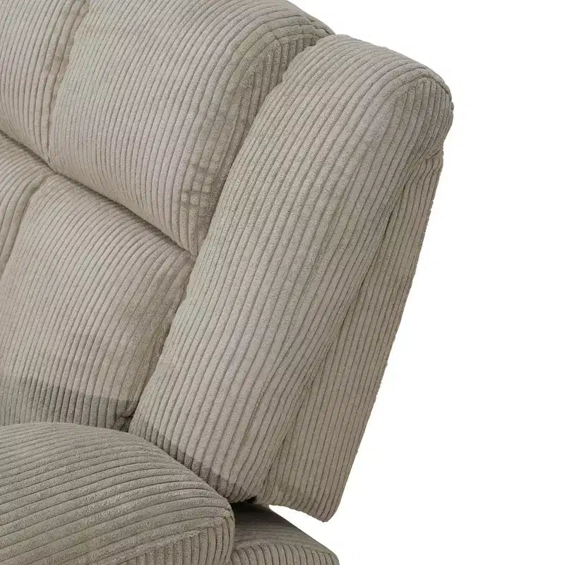 Liegesofa für 3 Personen, Cordstoff-Sessel mit verstellbaren Rückenlehnen für Wohnzimmer, Beige  