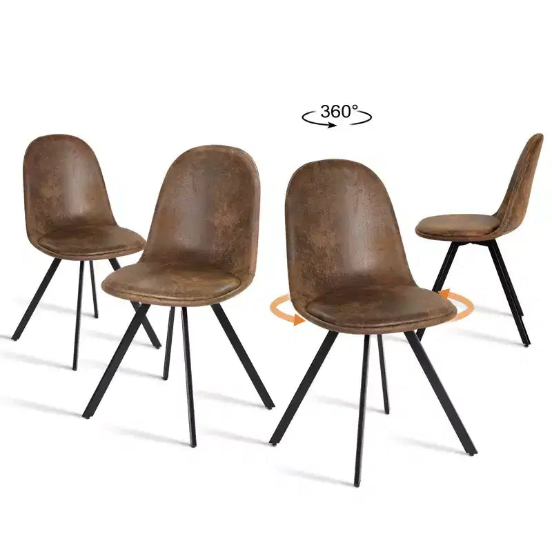 Set aus 4 drehbaren Esszimmerstühlen aus Wildleder mit 360°-Drehung für Küche & Esszimmer, Braun  