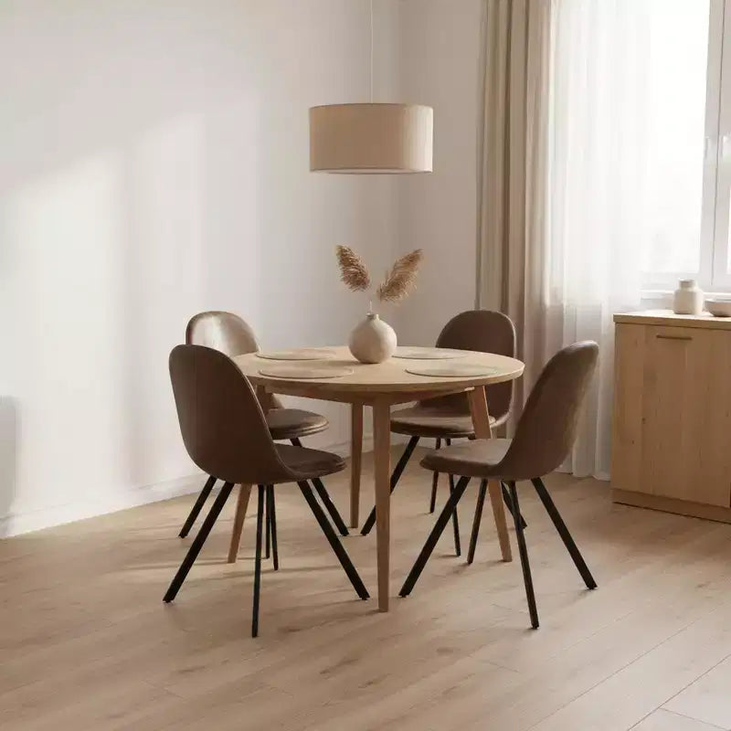Set van 4 suède draaibare eetkamerstoelen met 360° rotatie voor keuken en eetkamer, bruin