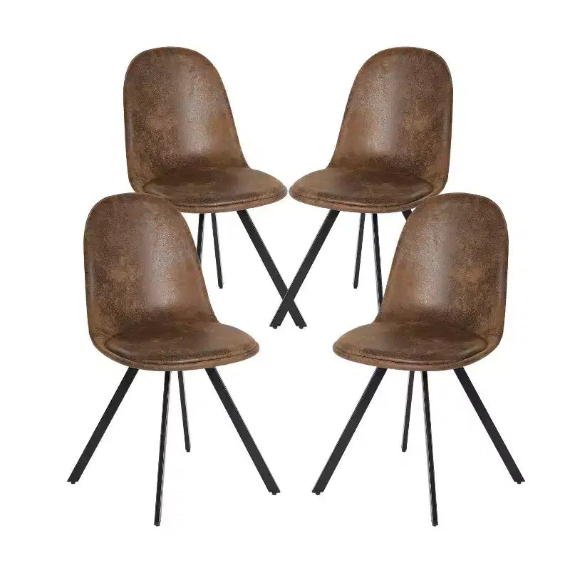 Set van 4 suède draaibare eetkamerstoelen met 360° rotatie voor keuken en eetkamer, bruin
