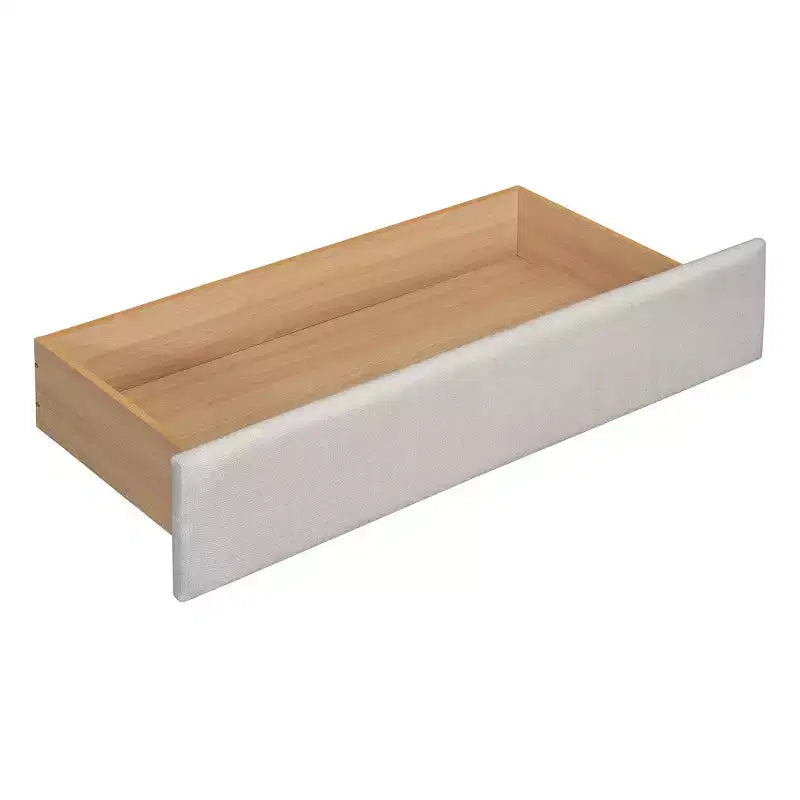 Gepolstertes Queen-Size-Bettgestell mit Stauraumschubladen, Regalen, Ausziehbett & Leselampen  