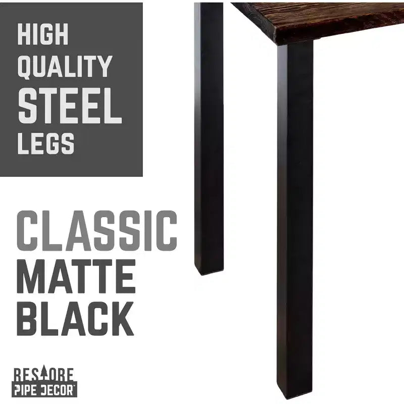 Massief Houten Bureau met Zwarte Metalen Hoge Poten, Industriële Stijl, 48"x24"