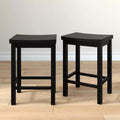 Barkruk op Balhoogte 24", 2-Pack, Massief Rubberhout, Zonder Rugleuning met Contourzitting