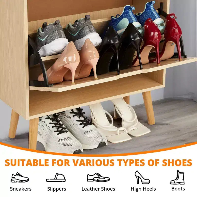Versteckter Schuhschrank mit zwei klappbaren Korbschubladen, geeignet für Flure oder Korridore, Platz für 12-15 Paar Schuhe