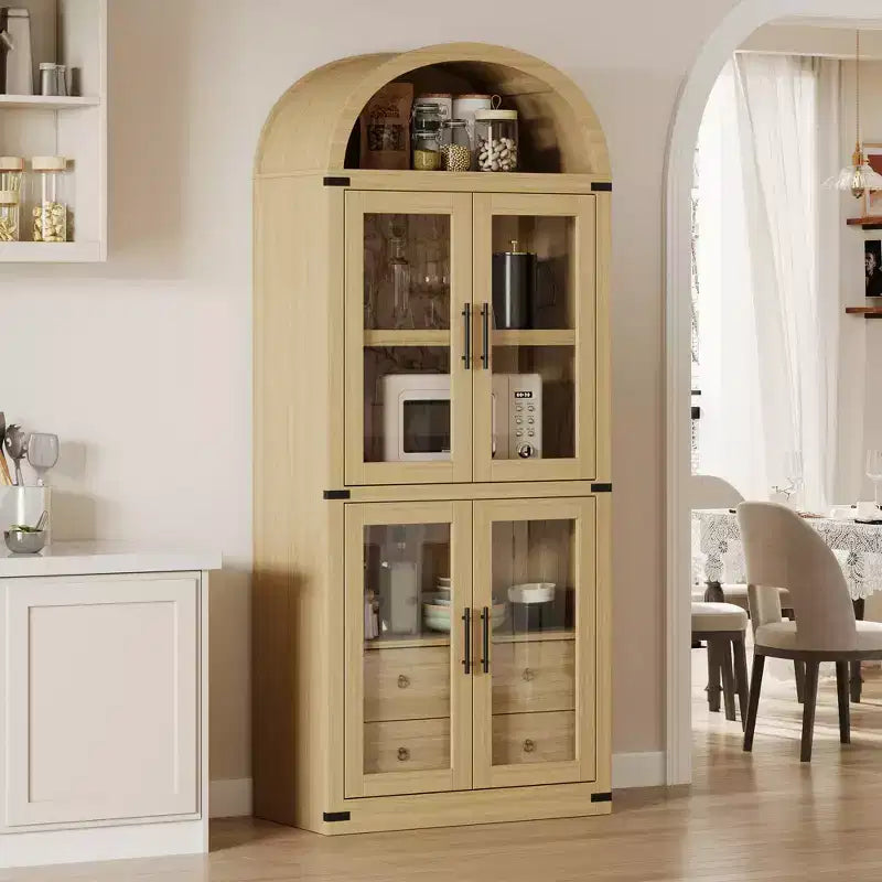 Estantería alta de 71', estantería de 4 niveles con 2 cajones de almacenamiento, con puertas, estantería de madera de 15.83 pulgadas de profundidad para oficina en casa, sala de estar, dormitorio
