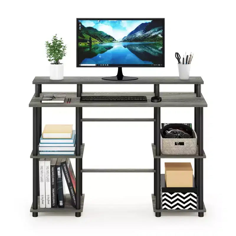 Silver Glass Writing Desk with Concealed Storage Compartment