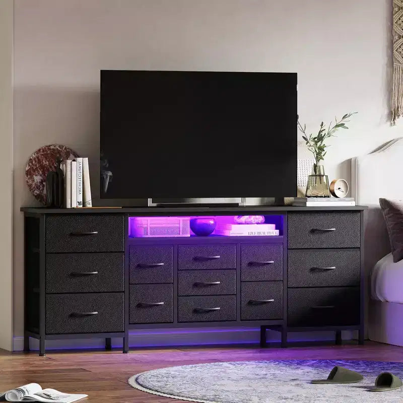 71'' Modern 13 Drawers TV Stand for 75 Inch TV, 13 Drawers Long Dresser with Handle, Versatile TV Stand Dresser Storage