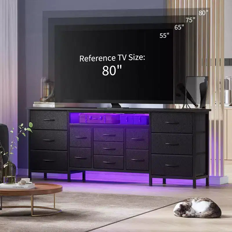 71'' Modern 13 Drawers TV Stand for 75 Inch TV, 13 Drawers Long Dresser with Handle, Versatile TV Stand Dresser Storage
