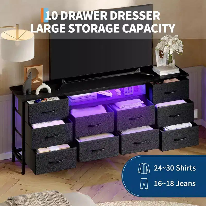 71'' Modern 13 Drawers TV Stand for 75 Inch TV, 13 Drawers Long Dresser with Handle, Versatile TV Stand Dresser Storage