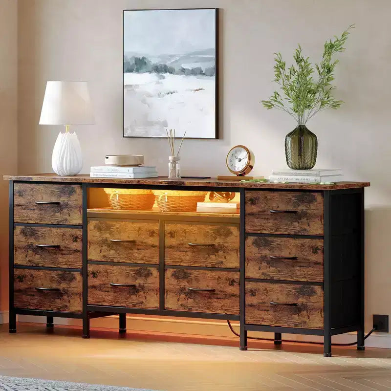 71'' Modern 13 Drawers TV Stand for 75 Inch TV, 13 Drawers Long Dresser with Handle, Versatile TV Stand Dresser Storage