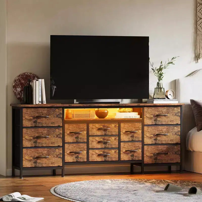 71'' Modern 13 Drawers TV Stand for 75 Inch TV, 13 Drawers Long Dresser with Handle, Versatile TV Stand Dresser Storage