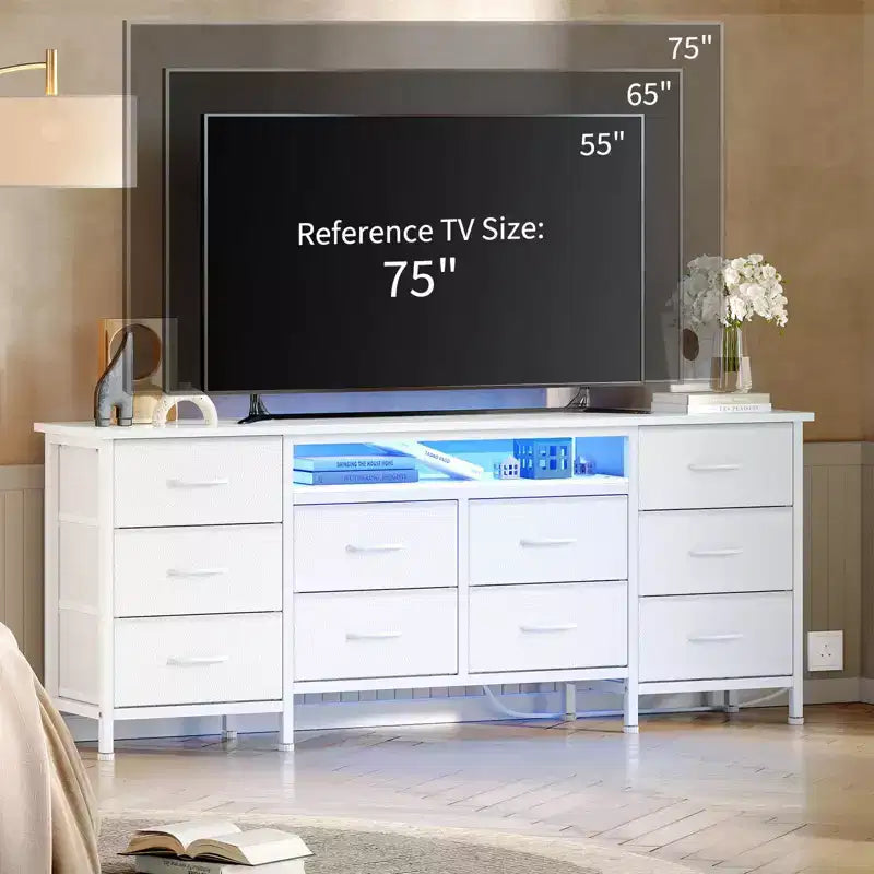 71'' Modern 13 Drawers TV Stand for 75 Inch TV, 13 Drawers Long Dresser with Handle, Versatile TV Stand Dresser Storage
