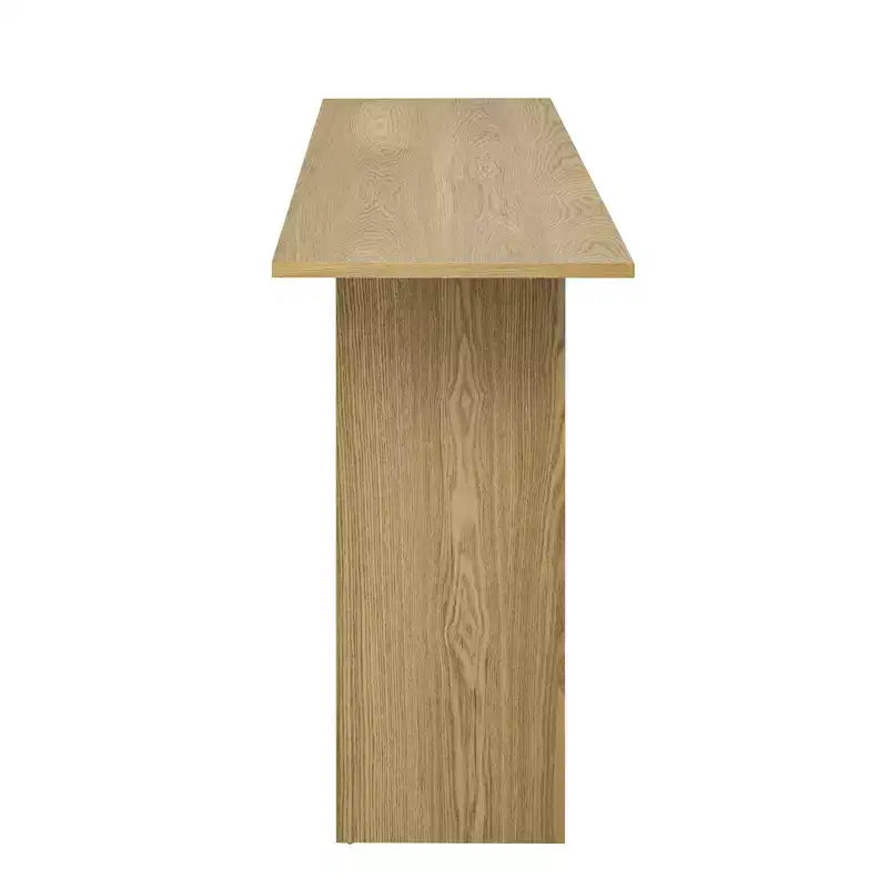 Mesa consola curva de madera con estante, mesa moderna para entrada con chapa de fresno diseñada para entrada y pasillo
