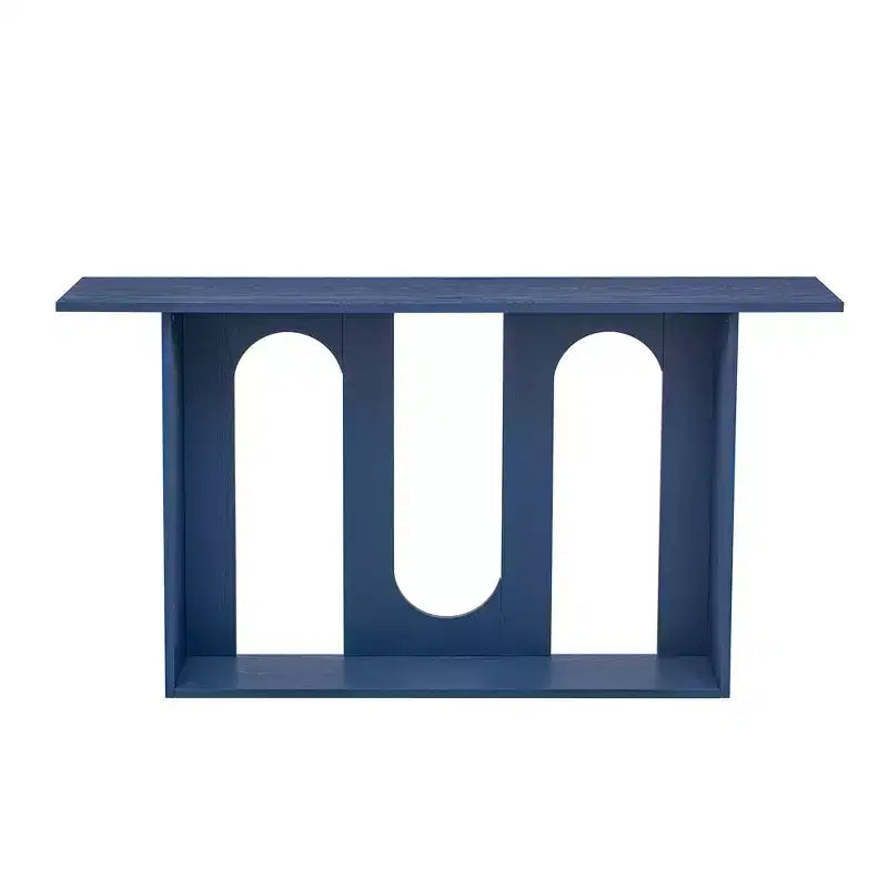 Mesa consola curva de madera con estante, mesa moderna para entrada con chapa de fresno diseñada para entrada y pasillo