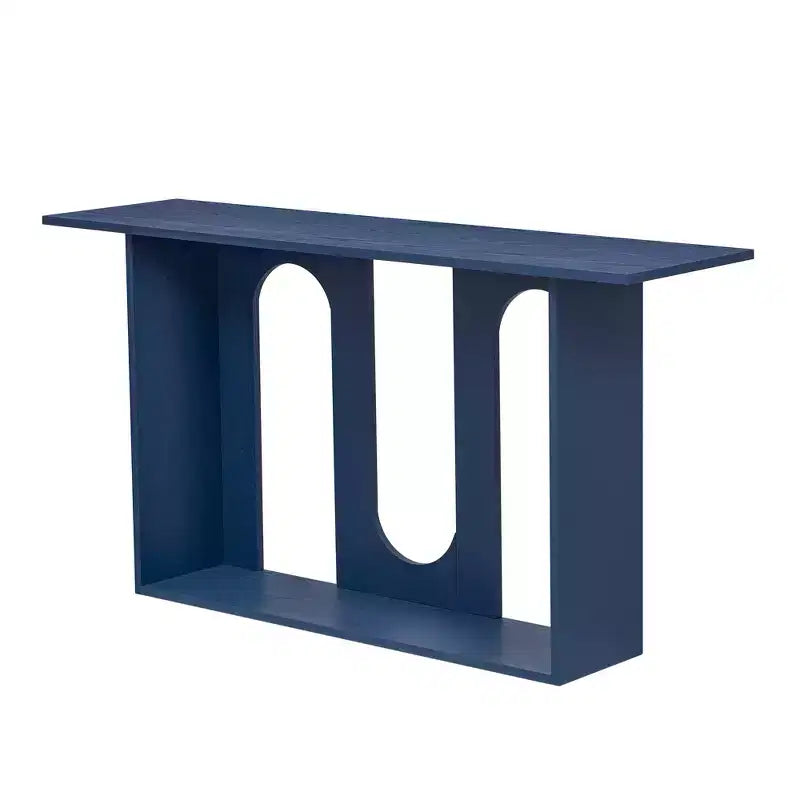 Mesa consola curva de madera con estante, mesa moderna para entrada con chapa de fresno diseñada para entrada y pasillo