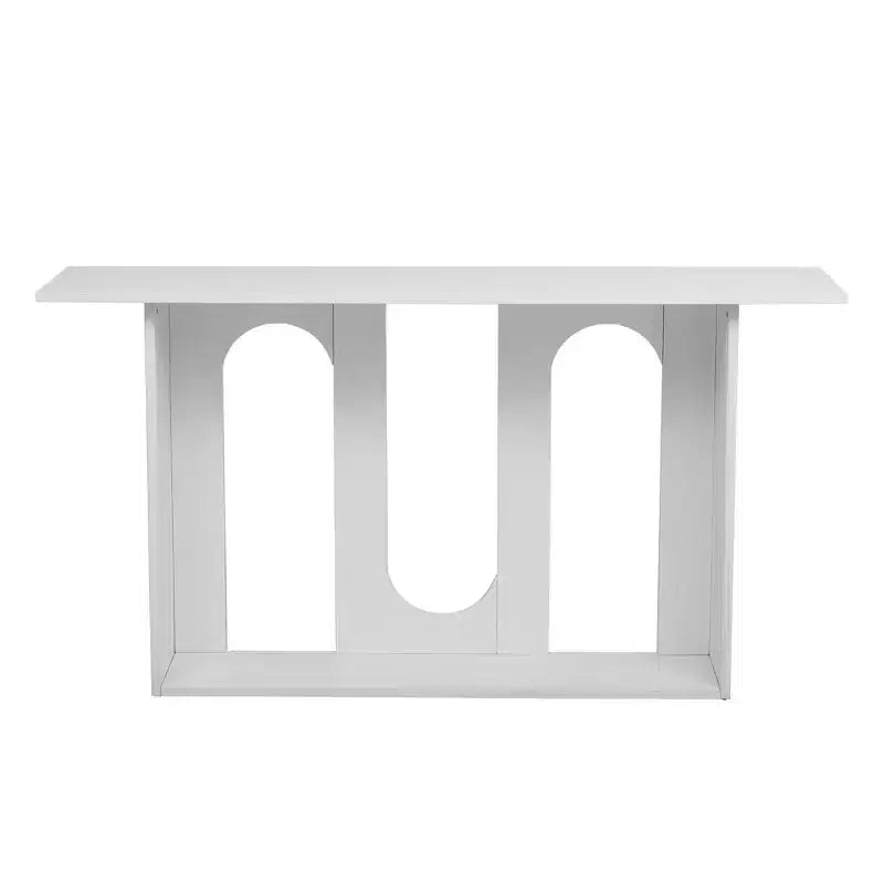 Mesa consola curva de madera con estante, mesa moderna para entrada con chapa de fresno diseñada para entrada y pasillo