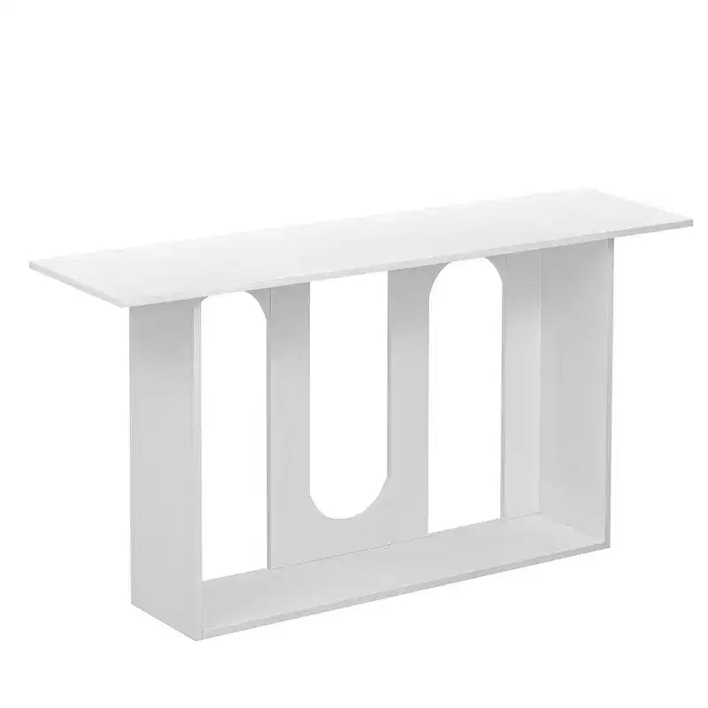 Mesa consola curva de madera con estante, mesa moderna para entrada con chapa de fresno diseñada para entrada y pasillo