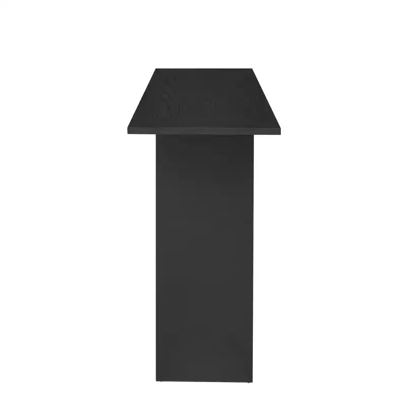 Mesa consola curva de madera con estante, mesa moderna para entrada con chapa de fresno diseñada para entrada y pasillo