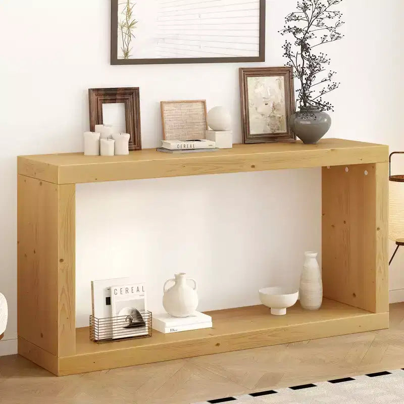 Minimalist Wood Console Table with Storage, Modern Narrow Entryway Table with Open Shelf for Hallway and Entryway