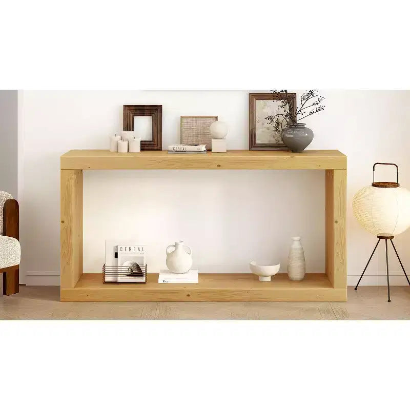 Minimalist Wood Console Table with Storage, Modern Narrow Entryway Table with Open Shelf for Hallway and Entryway