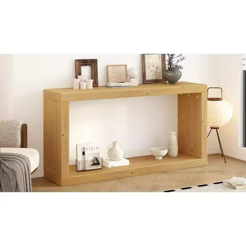 Minimalist Wood Console Table with Storage, Modern Narrow Entryway Table with Open Shelf for Hallway and Entryway