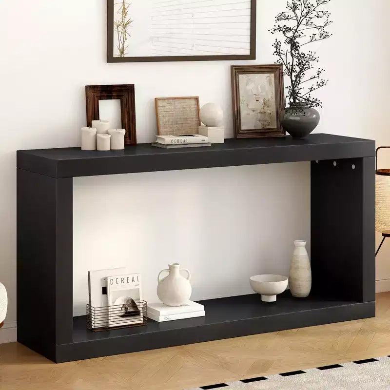 Minimalist Wood Console Table with Storage, Modern Narrow Entryway Table with Open Shelf for Hallway and Entryway