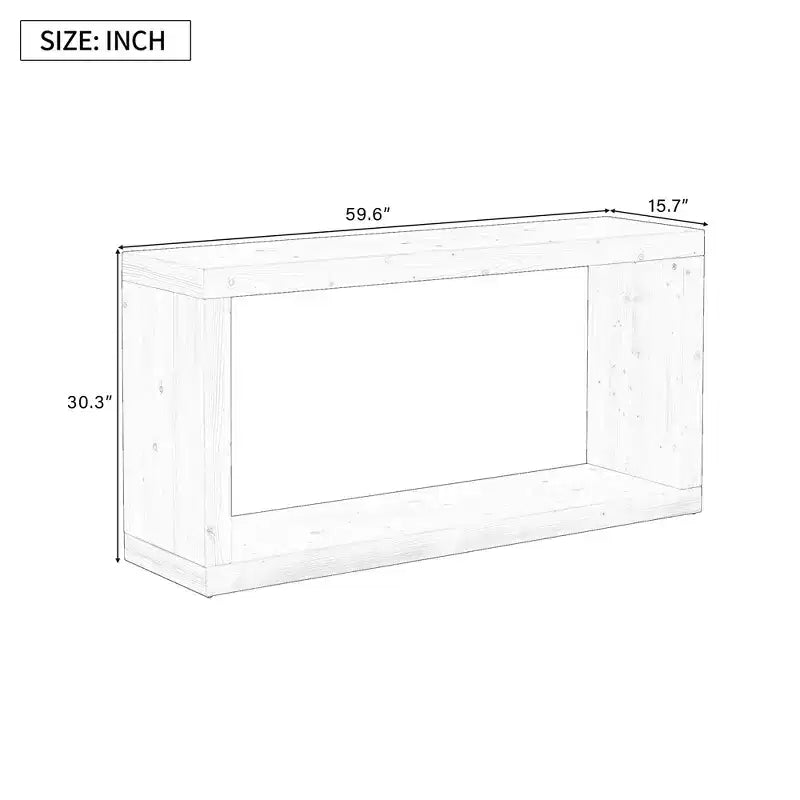 Minimalistischer Holz-Konsolentisch mit Stauraum, moderner schmaler Eingangstisch mit offenem Regal für Flur und Eingangsbereich