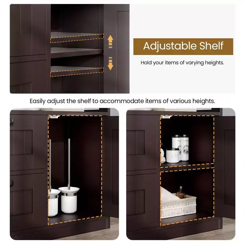 Moderner Badezimmerschrank mit Schublade, offenem Regal & verstellbarem Türfach