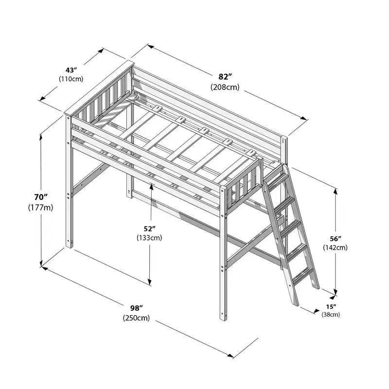 Classic Twin High Loft with Ladder on End