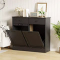 Double Tilt Out Trash Cabinet - 20 Gallon, Wooden Storage Garbage Can Cabinets Hidden Laundry Hamper Cabinet Trash Can
