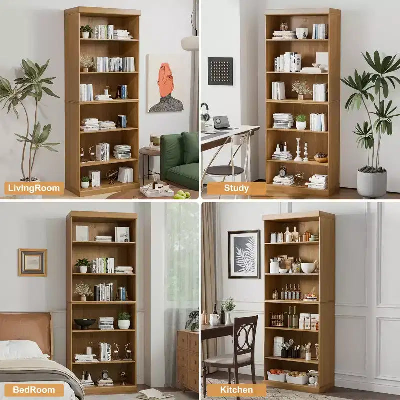Armario estantería de madera sin puertas para cocina, dormitorio, entrada y sala de estar, color natural