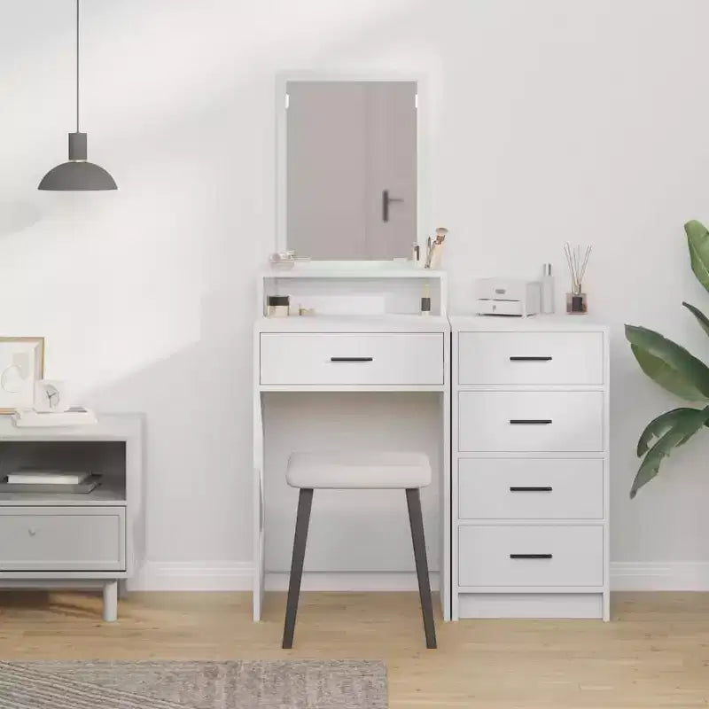 Modern LED make-up bureau, kaptafel met spiegel en slimme opbergruimte
