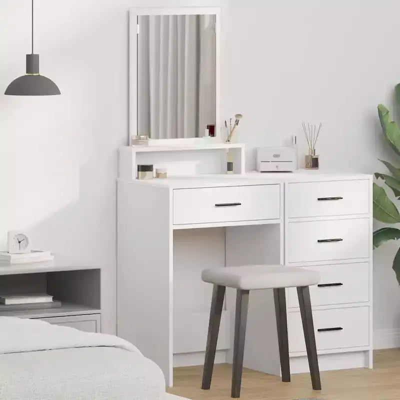 Modern LED make-up bureau, kaptafel met spiegel en slimme opbergruimte