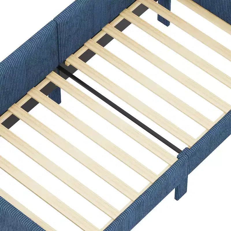Cama de día tapizada en forma de L tamaño individual con 2 cajones de almacenamiento, sofá cama esquinero moderno de madera con tapicería de pana para dormitorio o habitación de invitados
