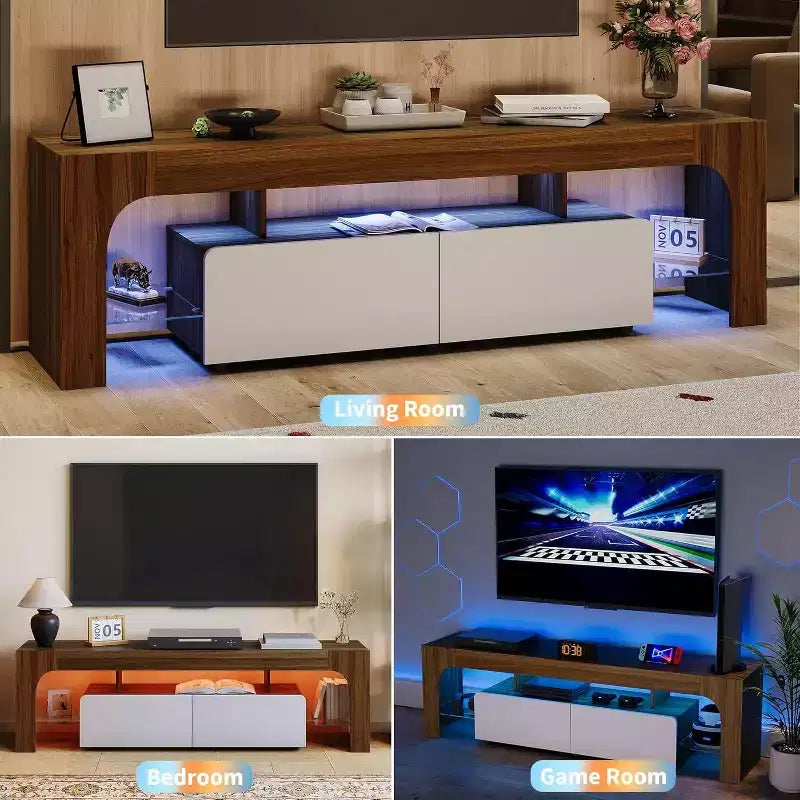 Mobile TV moderno con contenitore, armadio per centro intrattenimento con cassetti e ripiani per soggiorno