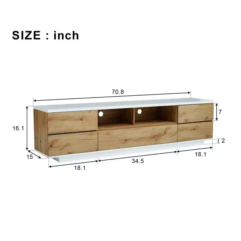 Mueble moderno para TV de hasta 80", consola multimedia con almacenamiento multifuncional y dispositivo de rebote para puertas