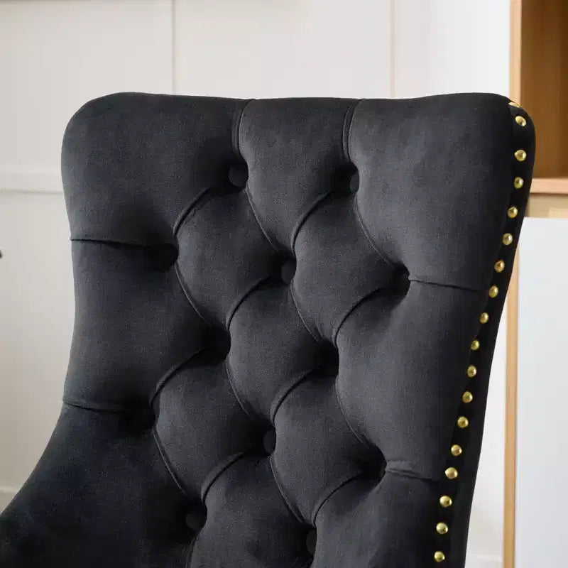 Moderne draaibare bureaustoel voor thuis met gestoffeerde rug, zachte fluweelbekleding, chroom metalen onderstel, in hoogte verstelbaar van 19,7" tot 22,4"
