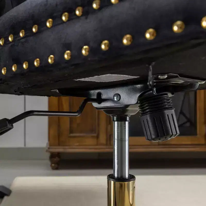 Moderne draaibare bureaustoel voor thuis met gestoffeerde rug, zachte fluweelbekleding, chroom metalen onderstel, in hoogte verstelbaar van 19,7" tot 22,4"