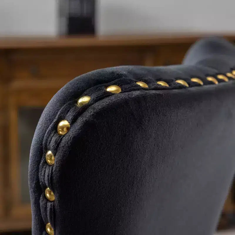 Moderne draaibare bureaustoel voor thuis met gestoffeerde rug, zachte fluweelbekleding, chroom metalen onderstel, in hoogte verstelbaar van 19,7" tot 22,4"