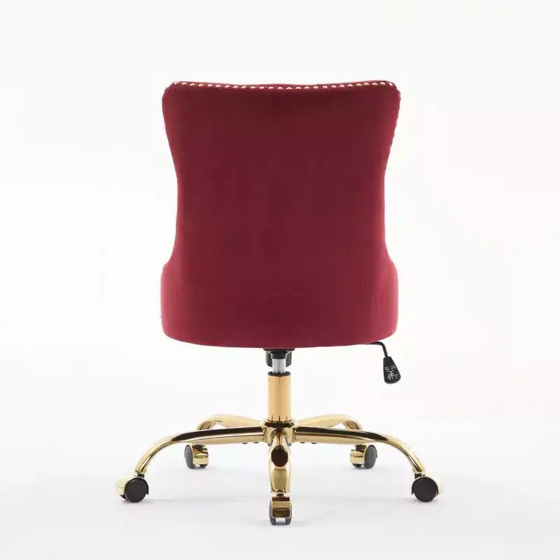 Moderne draaibare bureaustoel voor thuis met gestoffeerde rug, zachte fluweelbekleding, chroom metalen onderstel, in hoogte verstelbaar van 19,7" tot 22,4"