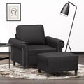 Bankstoel met voetenbank, zwart kunstleer, zitbreedte 23,6"