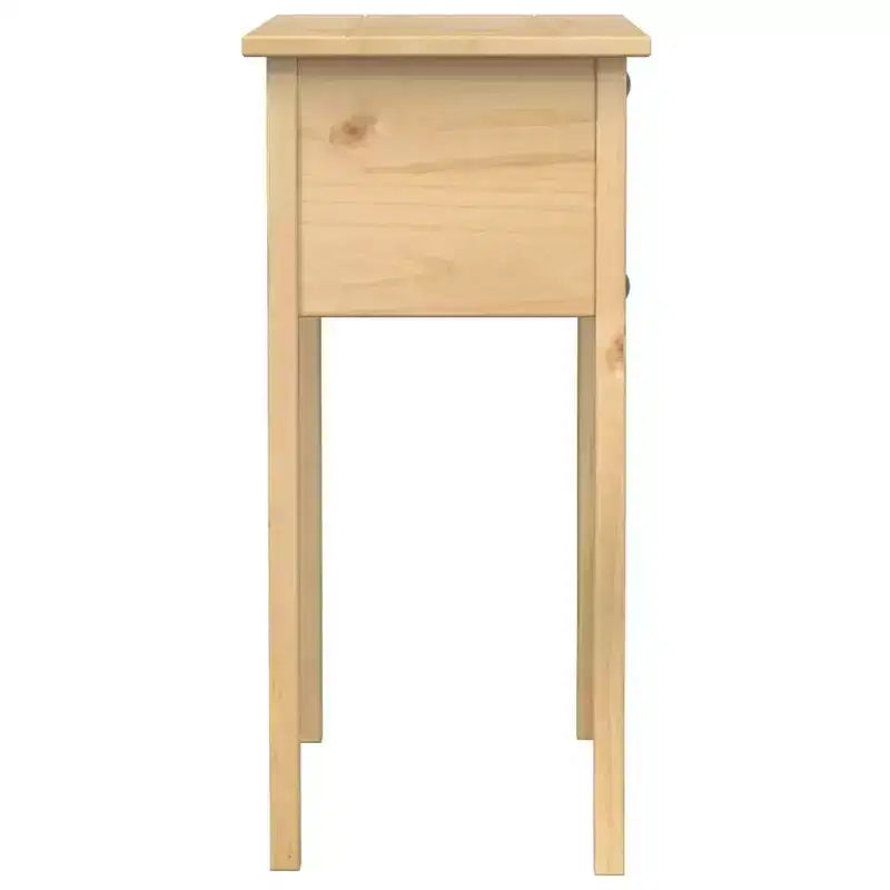 Mesa consola de madera maciza de pino, acabado en cera miel, con un cajón, 28.7"x13.8"x28.7"