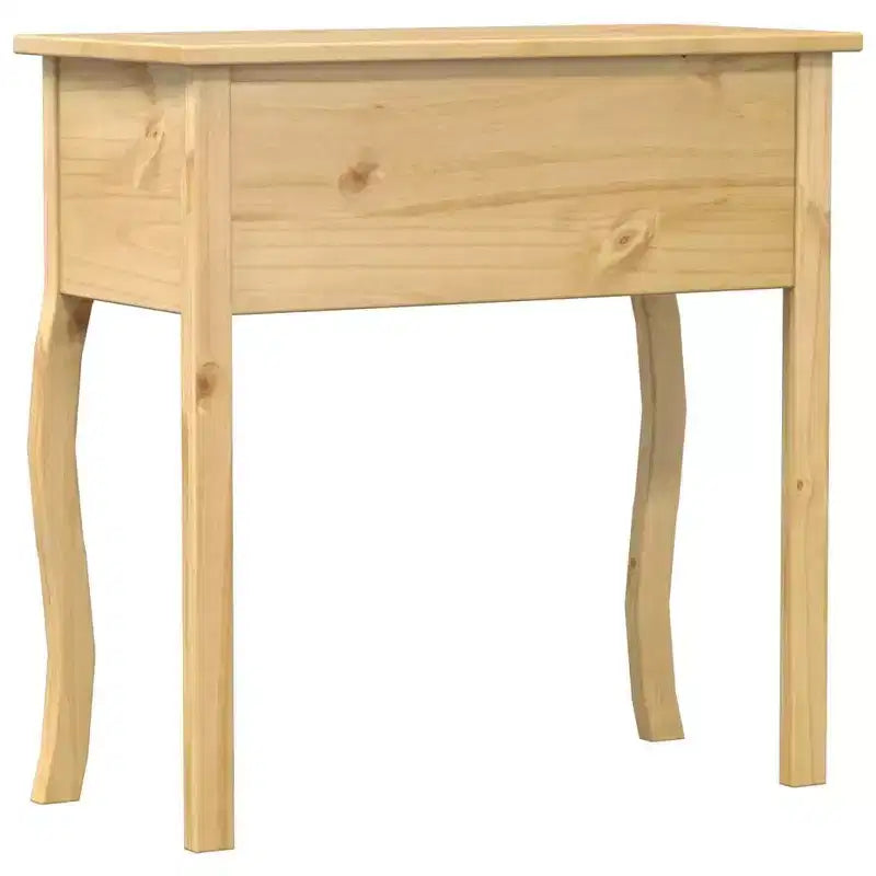 Mesa consola de madera maciza de pino, acabado en cera miel, con un cajón, 28.7"x13.8"x28.7"